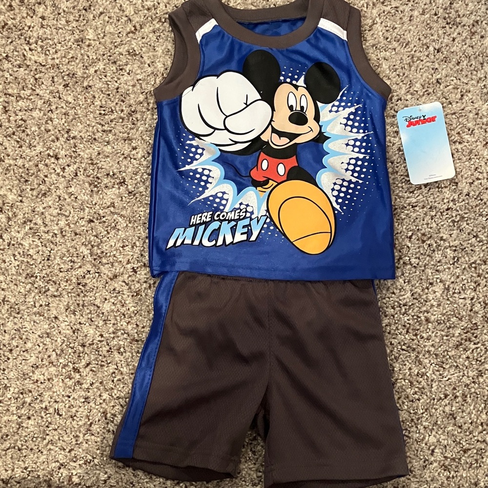 Mickey Mouse Blue and Gray 2-piece Baby' Outfit 12 months - NWT